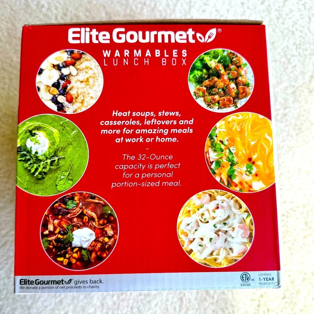 Elite Gourmet Warmables Lunch Box 32 z by Maxi-Matic Work/Travel Food Warmer NEW